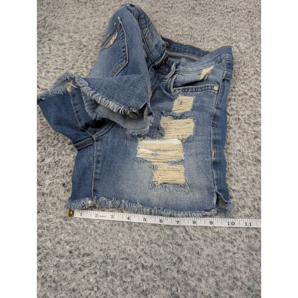 Rock & Republic Shorts Womens 2 Blue Hula Cut off High Rise Denim Distressed - Picture 7 of 8
